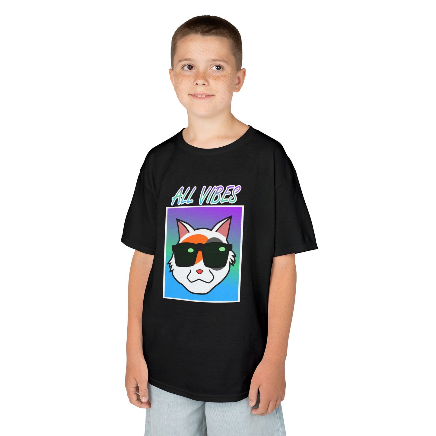Kids 'All Vibes' Cat with Sunglasses Cool Gradient
