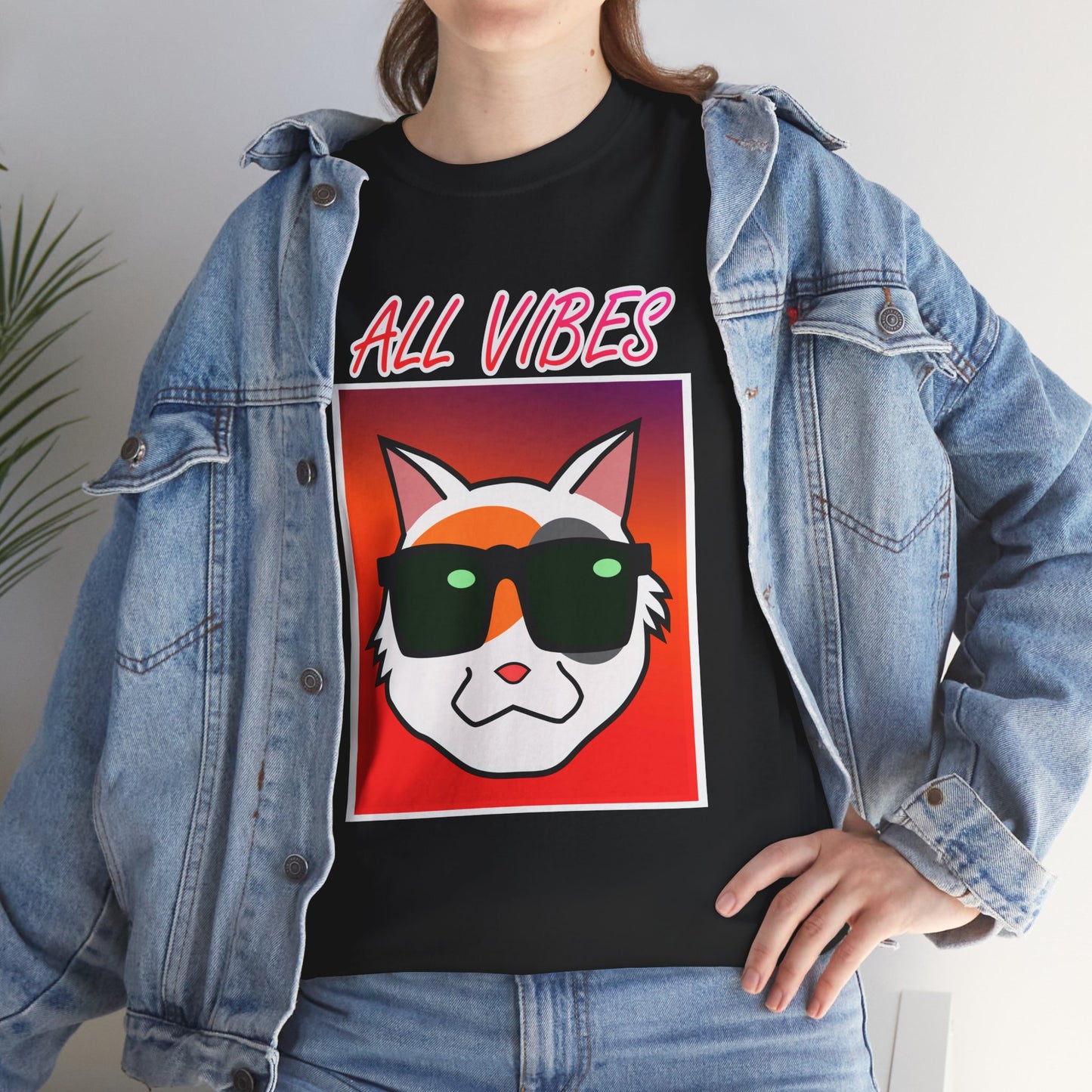 'All Vibes' Cat with Sunglasses Tee