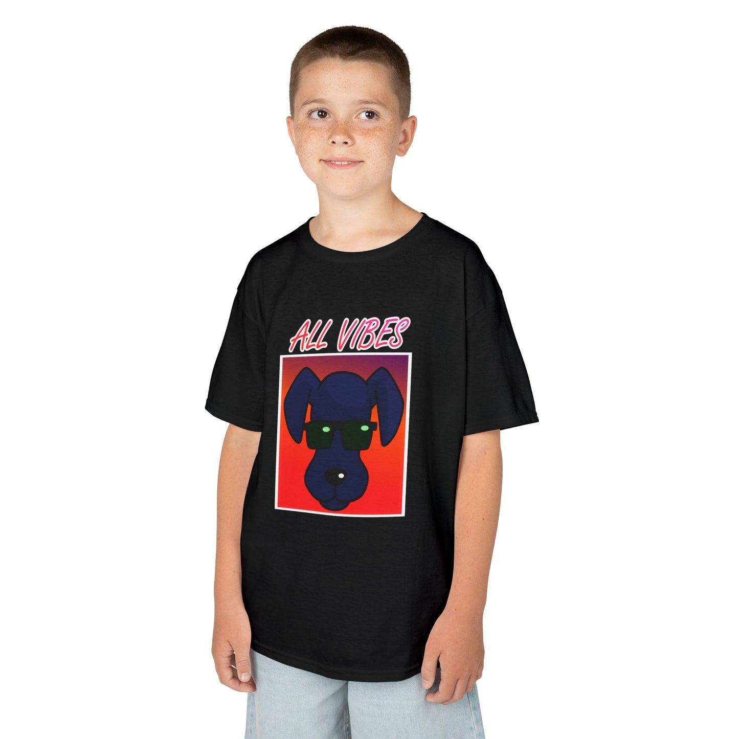 Kids 'All Vibes' Dog With Sunglasses Tee