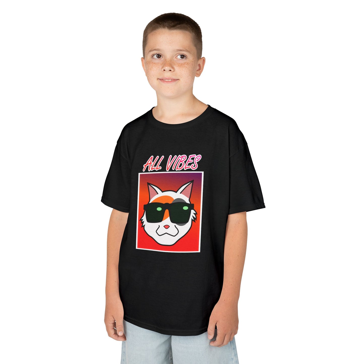 Kids 'All Vibes' Cat with Sunglasses Tee