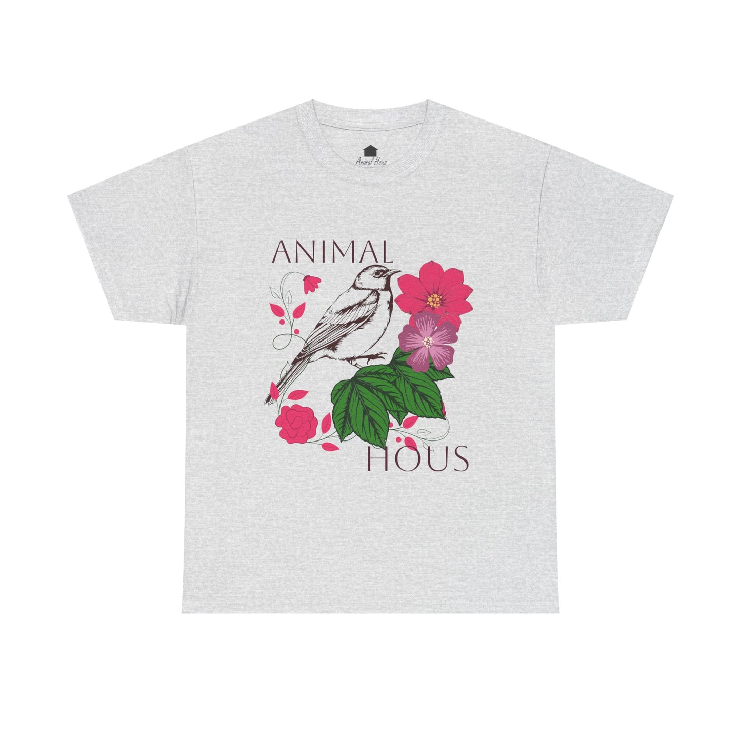 "Bird with Flowers" - Print Unisex Heavy Cotton Tee