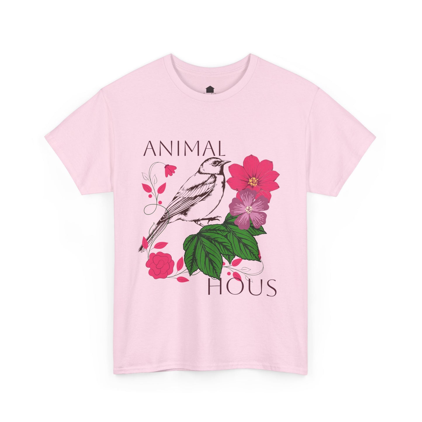 "Bird with Flowers" - Print Unisex Heavy Cotton Tee