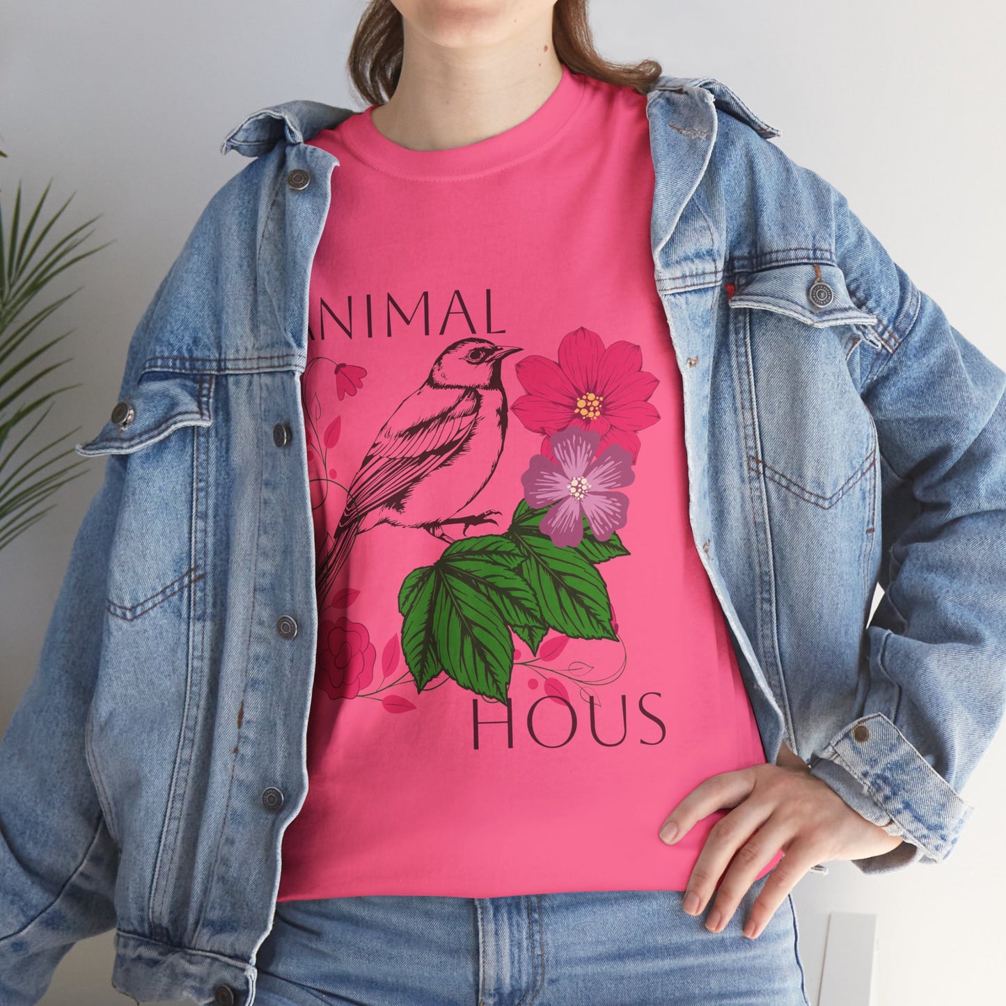 "Bird with Flowers" - Print Unisex Heavy Cotton Tee