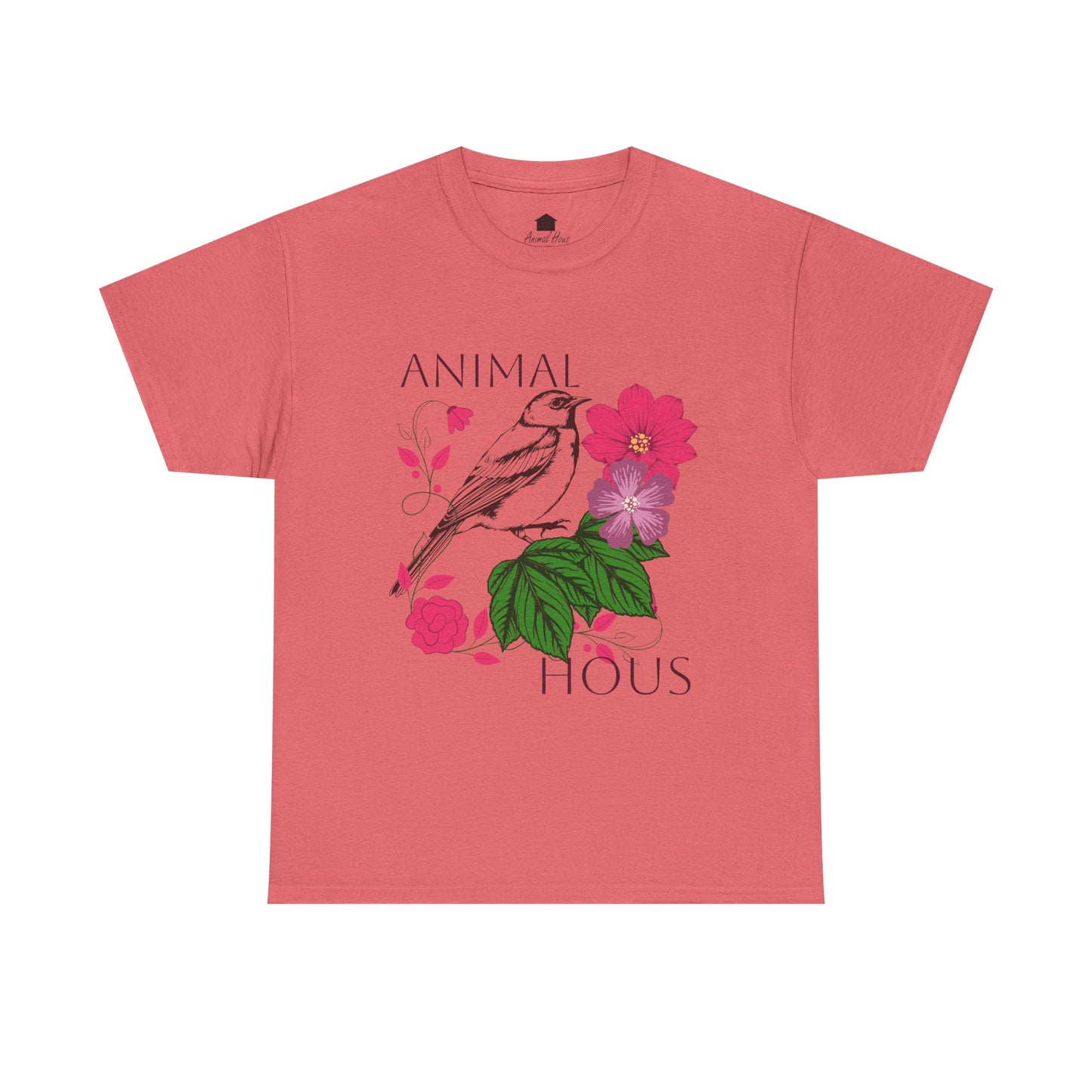 "Bird with Flowers" - Print Unisex Heavy Cotton Tee