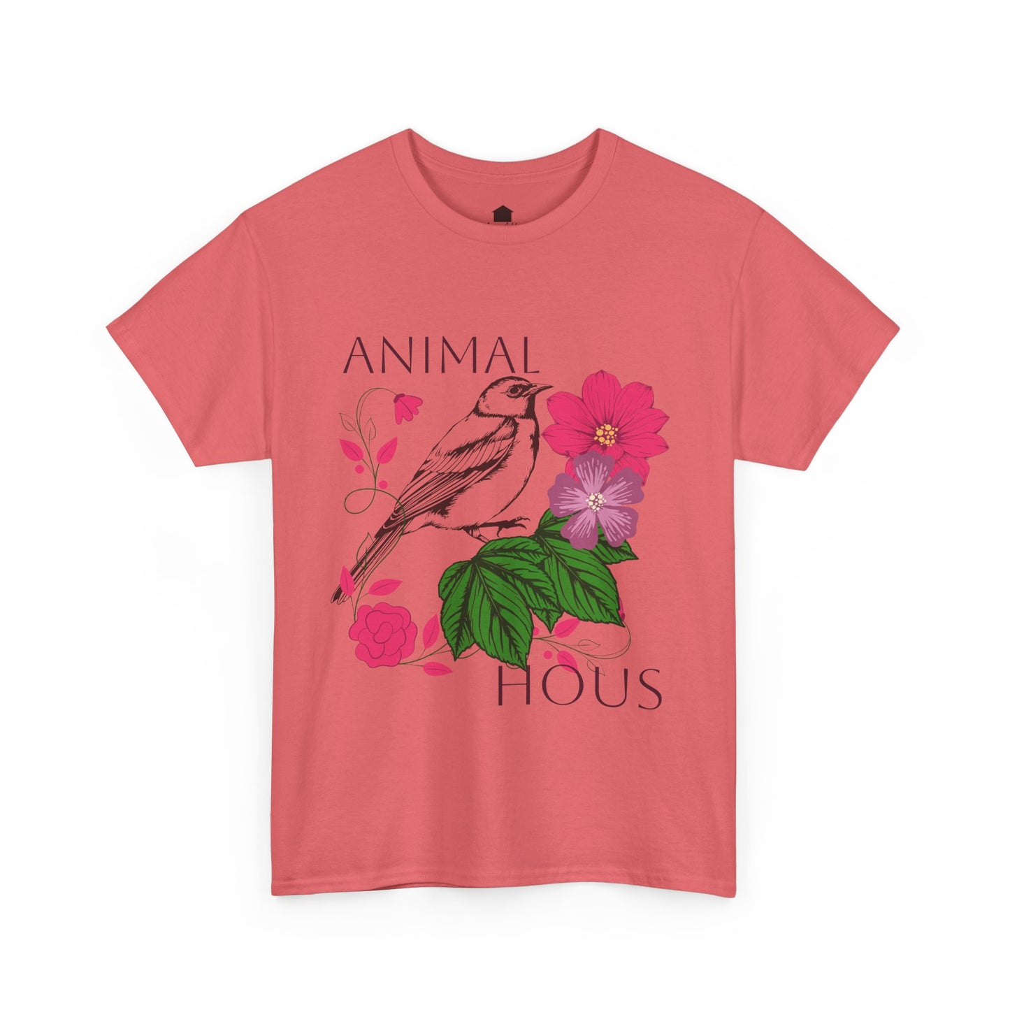 "Bird with Flowers" - Print Unisex Heavy Cotton Tee