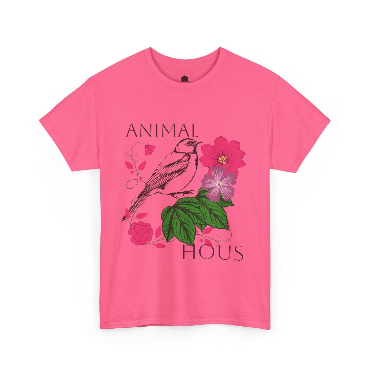 "Bird with Flowers" - Print Unisex Heavy Cotton Tee