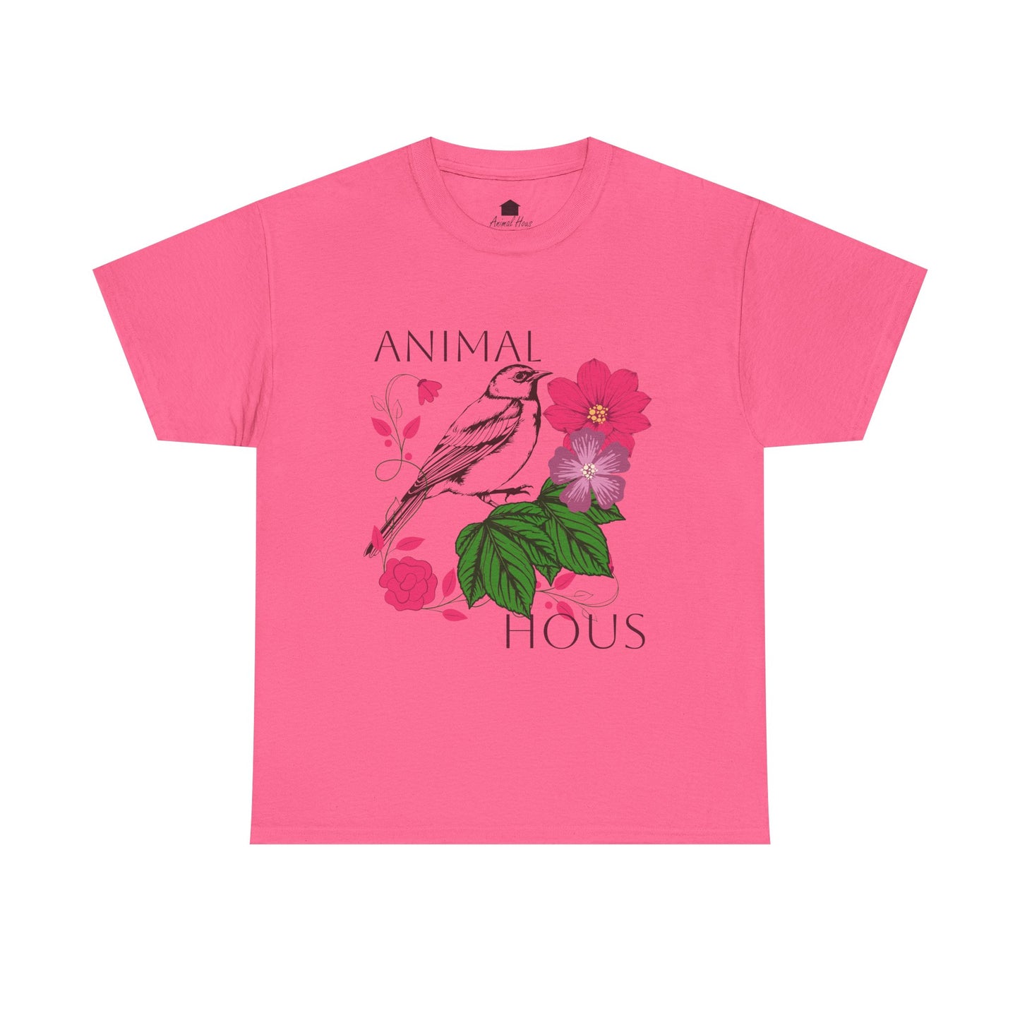 "Bird with Flowers" - Print Unisex Heavy Cotton Tee