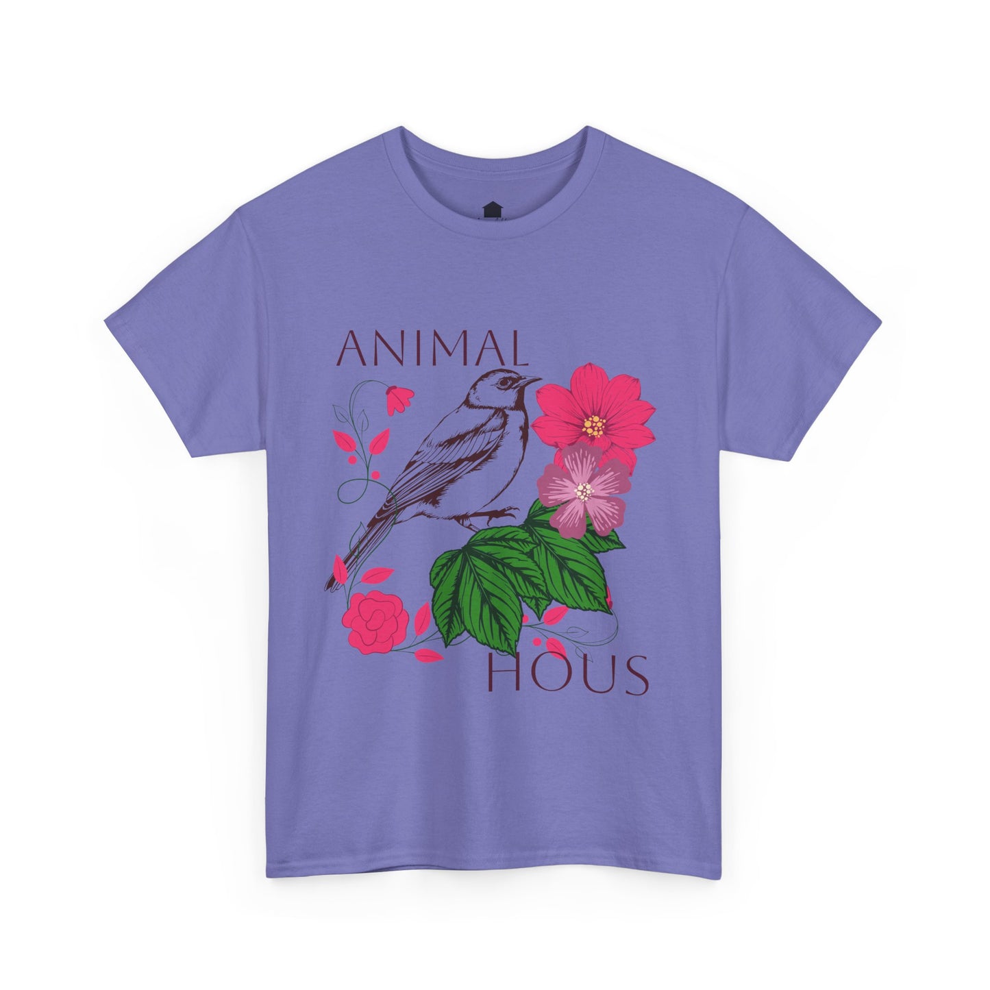 "Bird with Flowers" - Print Unisex Heavy Cotton Tee