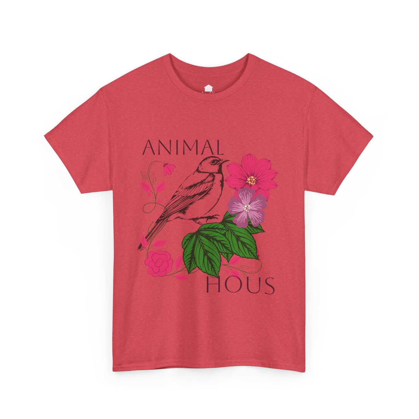 "Bird with Flowers" - Print Unisex Heavy Cotton Tee