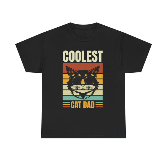 "Coolest Cat Dad" - Unisex Heavy Cotton Tee