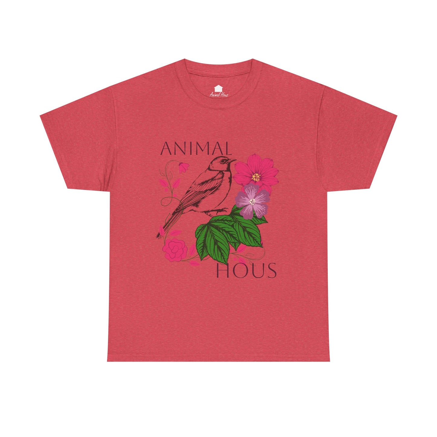 "Bird with Flowers" - Print Unisex Heavy Cotton Tee