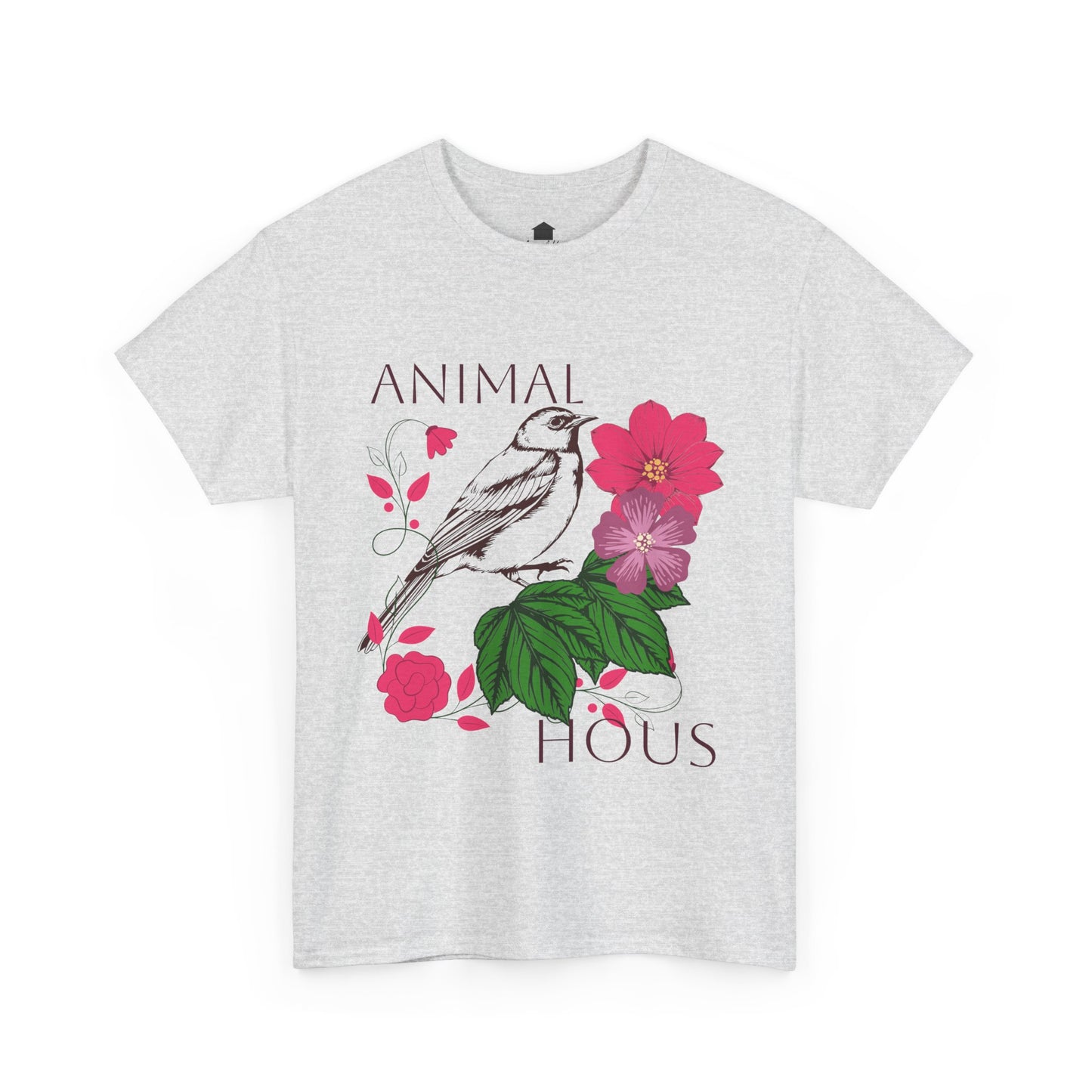 "Bird with Flowers" - Print Unisex Heavy Cotton Tee